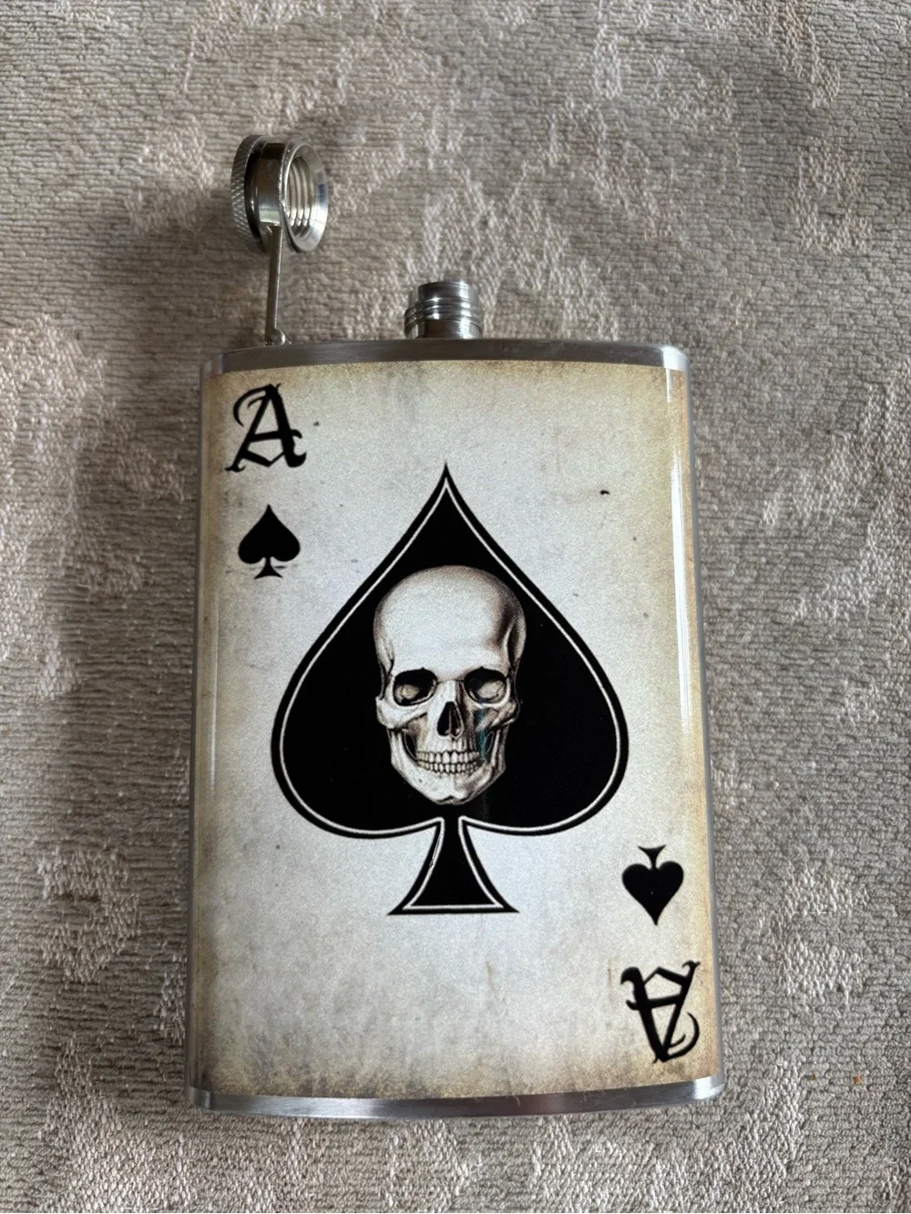 Ace of Spades Skull Hip Flask